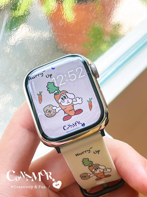 CA 拼色硅膠印花可愛iWatch9表帶蘋果手表Applewatch8765