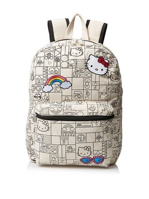 預購 美國帶回 開心上學去 新款 日本 hello kitty 凱蒂貓 彩虹 印花款 拉鍊開闔後背包 書包 雙肩背包