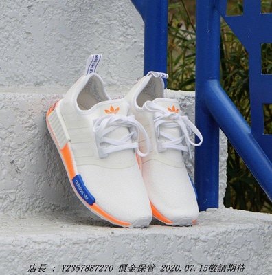 愛迪達 Adidas NMD R1 歐美限定 FV7852 白色 橘色 塗鴉 藍色 休閒潮流鞋