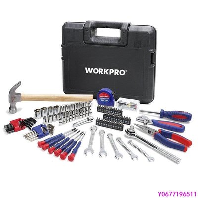 Workpro 家用工具套裝家用工具套件套筒套裝螺絲刀套裝家用維修工具, 用於 DIY 手動工具-標準五金