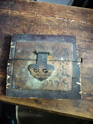 二手 雜件清代帶雕刻木箱銅配件一付，品如圖售后不退不換。 古玩 老物件 擺件【金善緣】1438