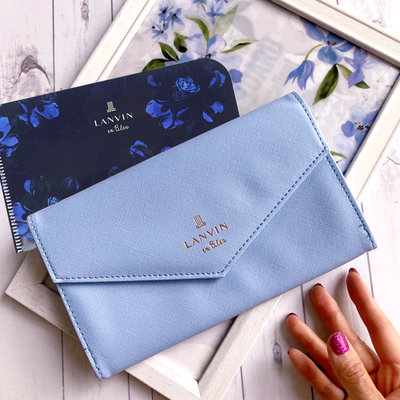【寶貝日雜包】日本美人百花雜誌附錄 LANVIN en Bleu粉紫羅蘭色收納錢包+口罩收納夾 手拿包 錢包