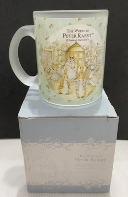 龍廬-自藏出清~玻璃製品-Peter Rabbit 2012年台灣製 比得兔玫瑰風PR玫瑰世界玻璃馬克杯-綠 /只有1個