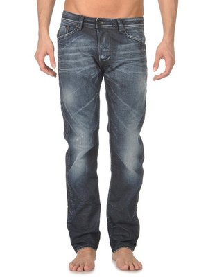 全新真品 DIESEL DARRON 880F 牛仔褲《TAPERED/深藍刷舊/抓皺處理/刷破處理》
