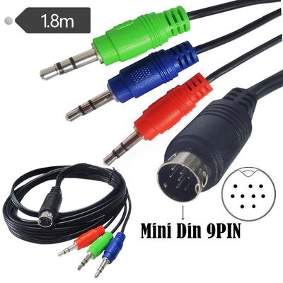 快速出貨 迷你DIN 9P連接線MINI DIN 9pi轉3DC3.5mm 紅綠藍音頻線mini din     新品