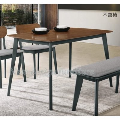 【N D Furniture】台南在地家具-仿工業風橡膠木實木腳座MDF貼實木皮120cm餐桌MC