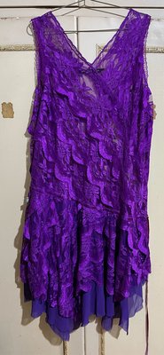 香港設計師Pacino  wang紫色蕾絲紗裙洋裝