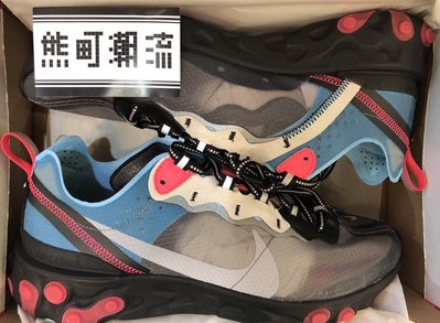 11全新 Nike React Element 87 桃紅 / 藍 半透 跑鞋 AQ1090-006