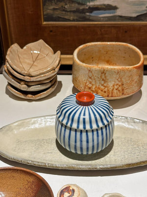 日本製有闐燒日式餐桌紅白藍蒸蛋盅茶杯湯杯