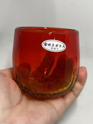 日本沖繩 宙吹 手作 琉璃紀念杯 (紅色)