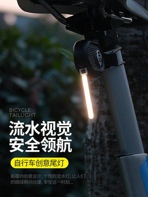 山地公路流星后尾燈自行車夜騎警示充電裝備單車騎行領航動態流水
