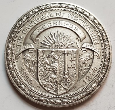 瑞士銀章 1914 Geneva Tir Centenaire Silver Medal.