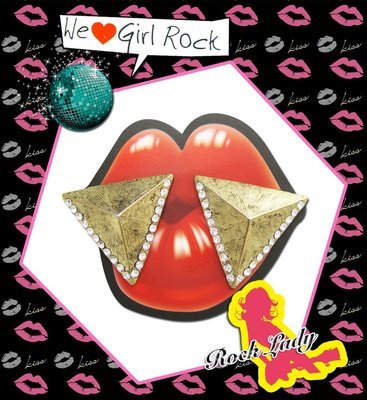 ☆Rock Lady☆個性輕搖滾女孩♥復古系摩登時尚仿舊設計水鑽三角形幾何大耳環