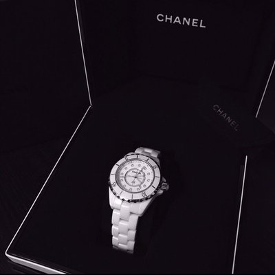 Chanel J12 H1628 9成新 白色 陶瓷錶 33mm 12點鑽 全鑽 北市可面交 刷卡分期