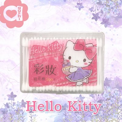 Hello Kitty 彩妝棉花棒 200 支 純棉雙頭 外盒可當收納盒