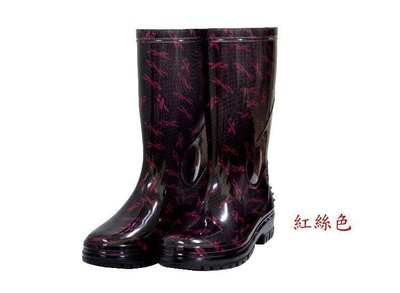 【雨鞋女】雨靴 雨鞋 新晉牌雙色彩紋女靴-耐油.止滑.靴子.台灣製造