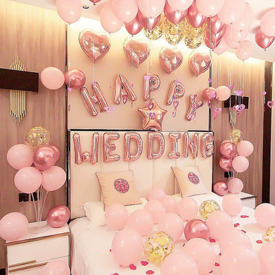 【熱賣】粉色浪漫婚房佈置裝飾氣球創意求婚用品裝飾女方粉色套餐氣球套裝 EKWV
