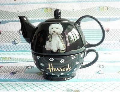 茶藝師 英國哈羅斯Harrods禮物西高地外貿出口陶瓷茶壺茶杯咖啡杯骨瓷杯