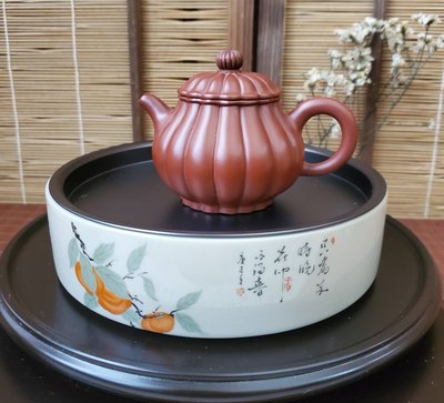 宏順茶苑（梵德藝術)典藏禪風柿事如意磁青瓷錫盤茶承  特價 $850 藝術品