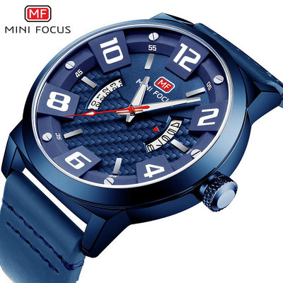 現貨男士手錶腕錶MINI FOCUS福克斯男士手錶石英錶亞馬遜熱賣運動皮錶帶MF0149G