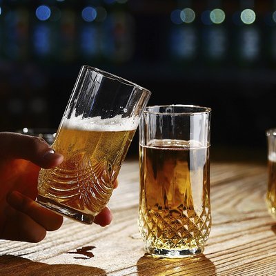 優選 威士忌酒杯水杯鉆石花紋酒杯啤酒杯檸檬水杯牛奶杯水晶玻璃果汁杯