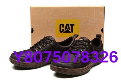 CAT卡特 男鞋 時尚潮流 低幫戶外休閒皮鞋 舒適百搭 防滑耐磨 系帶款 咖色