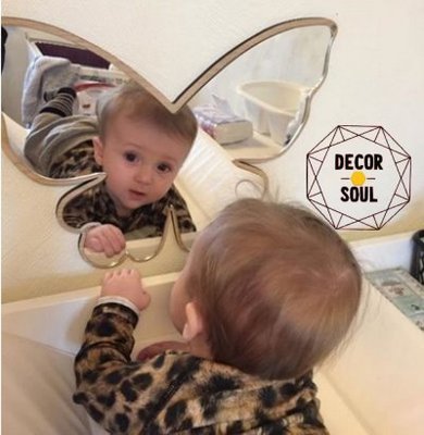 米可家飾  寶貝歐風 壓克力造型安全鏡子 小蝴蝶壁掛鏡 公主風鄉村嬰幼兒童寶寶好奇心學習遊戲房佈置裝潢可愛動物創意