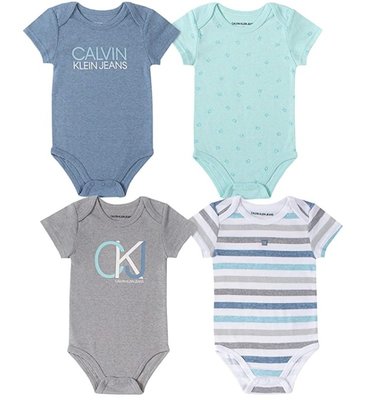 預購 美國帶回 Calvin Klein 童裝 寶寶 新生兒 CK 春夏 棉質短袖包屁衣組合 一套四件 彌月禮 質感佳