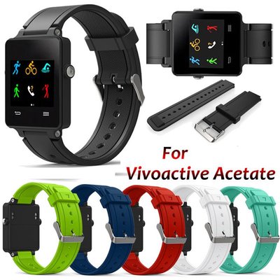小胖 佳明 Garmin Vivoactive Acetate 智能手錶替換錶帶 簡約純色矽膠 牛皮 米蘭尼斯金屬 腕帶