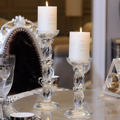 熱銷 歐式水晶玻璃蠟燭臺燭光晚餐婚慶婚禮燭臺道具餐桌裝飾燭臺擺件可開發票