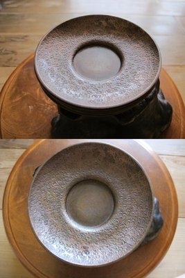 【藏拙】日本銅製茶杯托一套五件-老件