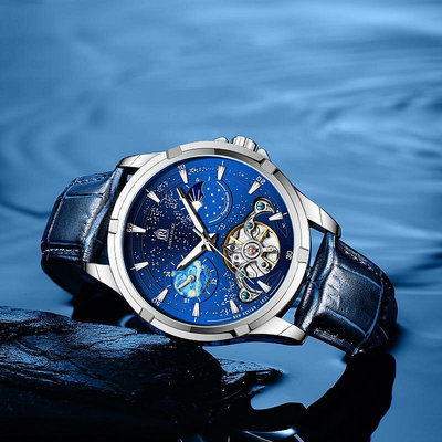 羅薩公爵2024時尚男士機械錶全自動機械錶真皮錶帶男士手錶
