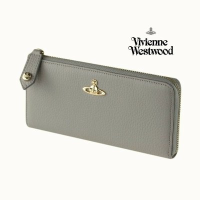 Vivienne Westwood ( 灰色 ) 真皮 L型拉鍊長夾 皮夾 錢包 中性款｜100%全新正品｜特價!