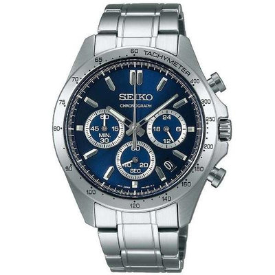 【金台鐘錶】SEIKO 精工 防水100米 不鏽鋼錶帶 SBTR011 (附原廠盒) 三眼計時男錶 (藍面) 40mm