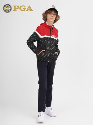 美國PGA青少年高爾夫外套秋冬季男童裝防風運動服裝兒童拉鏈衣服