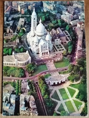 🇲🇫老明信片 實寄明信片 🇲🇫法國寄美國 巴黎聖心堂