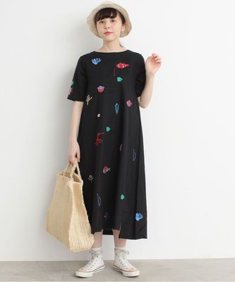 【預購】日本l'atelier du savon夏22新入荷Good morning刺繍ブラウス亞麻海洋世界刺繡洋裝