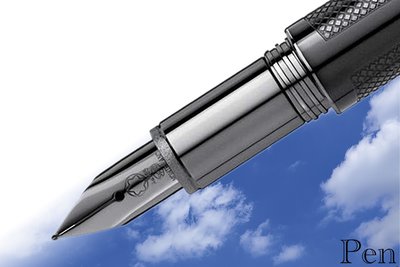 【Pen筆】德國製 Mont Blanc萬寶龍 STARWALK黑網平頭灰夾鋼筆 M尖 111287