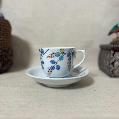 日本陶瓷器 古伊萬里青白瓷咖啡杯 虎仙作 角趾釉