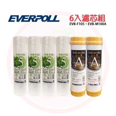 ❤頻頻小舖❤ EVERPOLL 愛科濾淨 6入 濾心組 EVB-F105 5微米 PP EVB-M100A 樹脂濾心