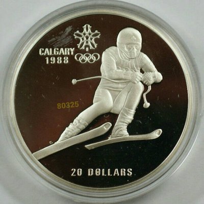 售1990元重約34公克~1988加拿大奧運銀幣，奧運銀幣，加拿大銀幣，限量銀幣，銀幣，紀念幣，錢幣，幣~加拿大奧運銀幣