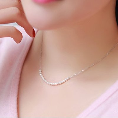 ╭✿蕾兒0509✿╮A002-韓國熱銷款簡約精緻流線珍珠短款項鍊鎖骨鍊