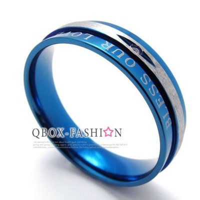 《 QBOX 》FASHION 飾品【W10020675】精緻個性藍色眼之鑽316L鈦鋼戒指/戒環