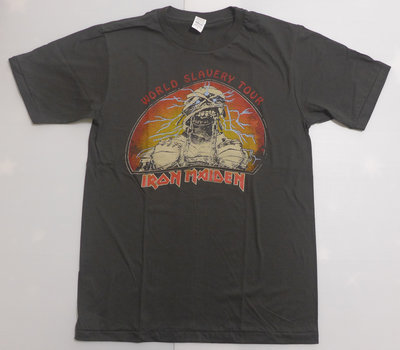 【Mr.17】Iron Maiden 鐵娘子 WORLD SLAVERY TOUR復古刷舊風搖滾短袖T恤 (BR084)