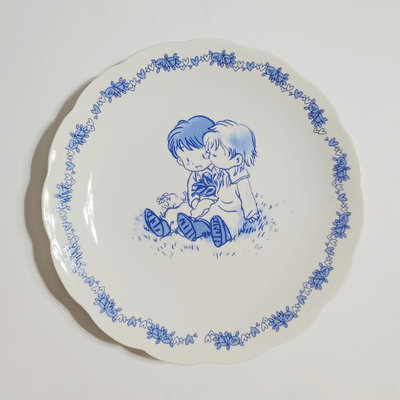 全新藍色兩小無猜2入陶瓷小圓盤 小餐盤 點心盤