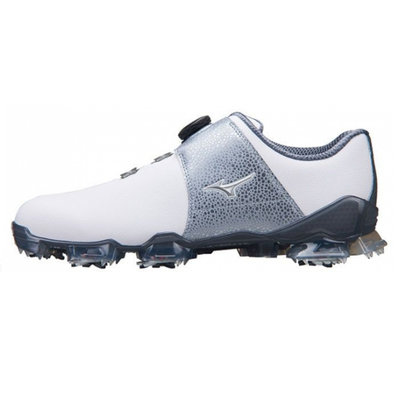 藍鯨高爾夫 MIZUNO BOA 高爾夫球鞋（旋鈕／有釘）#51GM213003（白銀）【出清特賣】