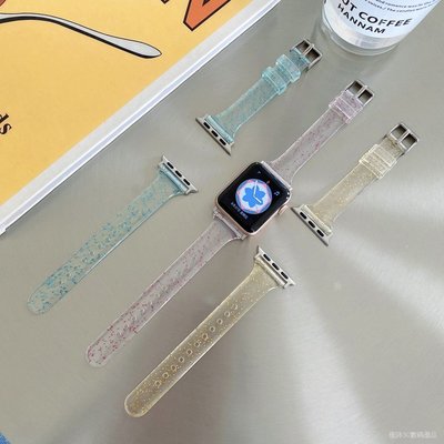 適用Apple Watch se手錶錶帶 蘋果1-7代小蠻腰雪花 tpu冰川款腕帶