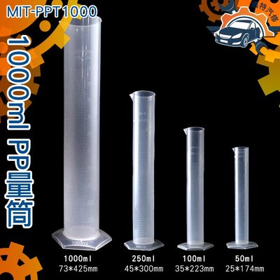 《儀特汽修》塑膠量筒 PP材料50 100 250 1000ml 物理實驗器材學具 刻度量筒 MIT-PPT1000