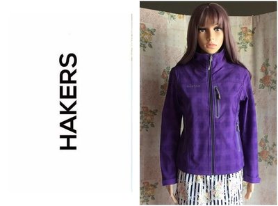 飄舞衣世界《HAKERS 哈克士》全新~防風防水禦寒拉鏈口袋漂亮紫色輕量內刷毛機能型外套／S~M可穿