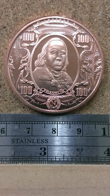 38---美國100元紙鈔型  美國紀念銅章